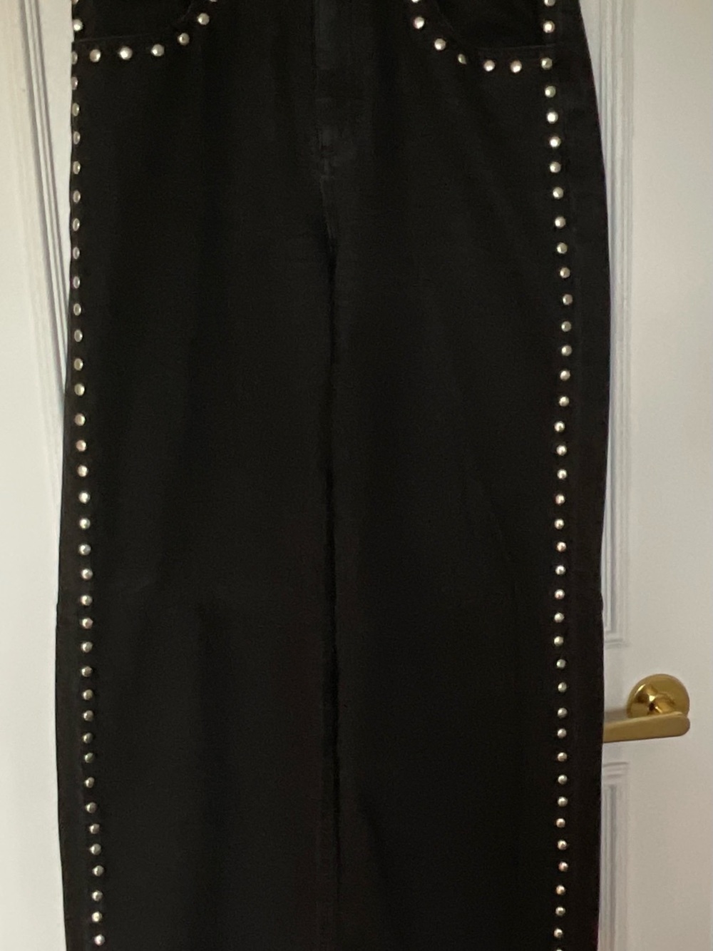 House of Harlow 1960 Black Wide-Leg Jeans with Silver Stud Trim